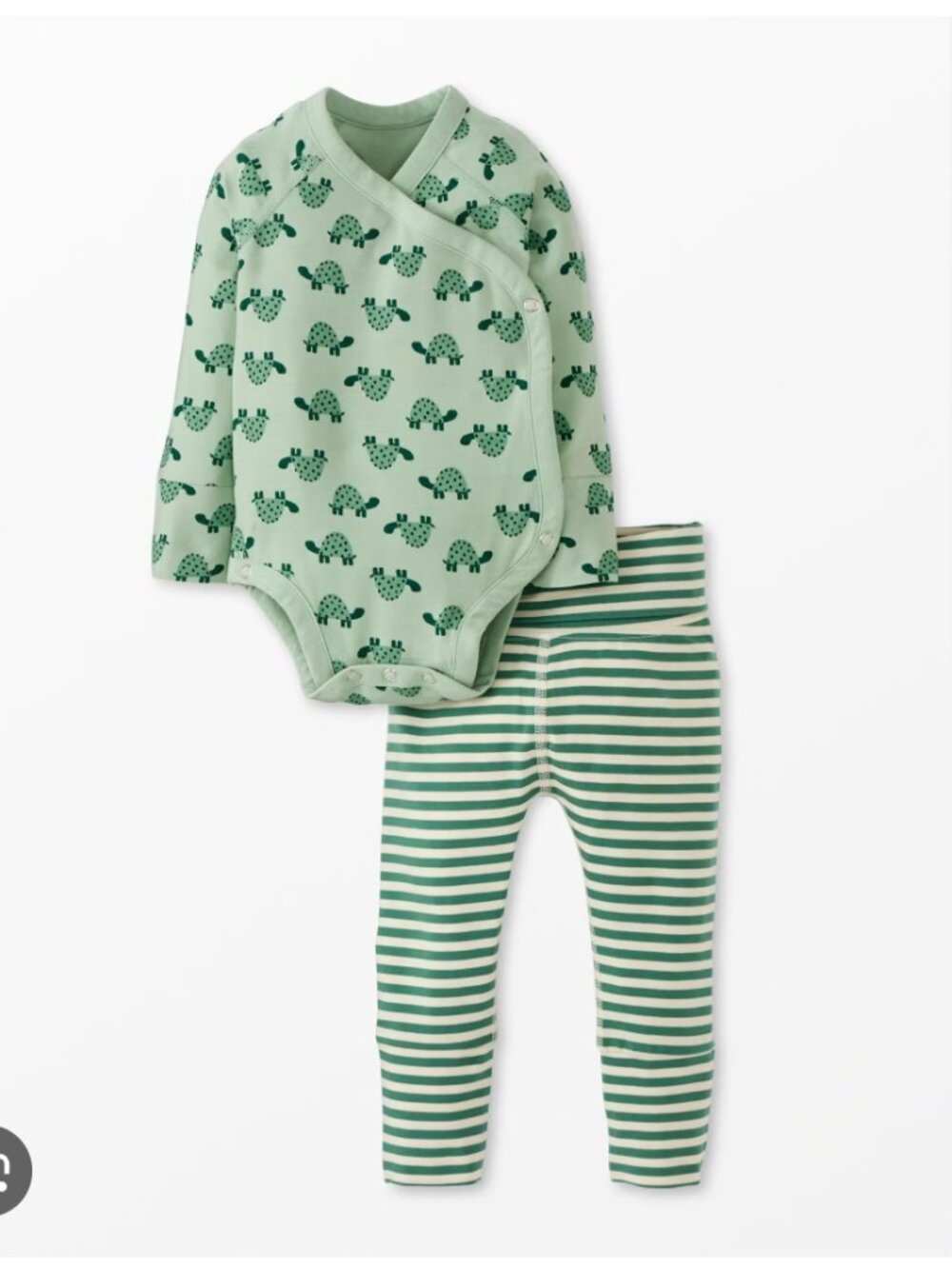 Hanna Anderson Layette Wrap Top & Wiggle Pants W/ 2 Matching Hats Size Newborn